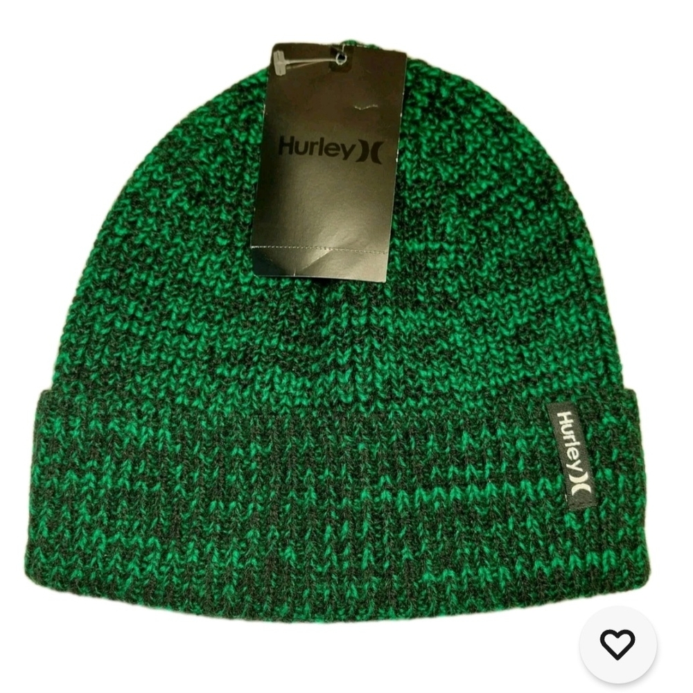 Hurley Black and Green Knit Beanie